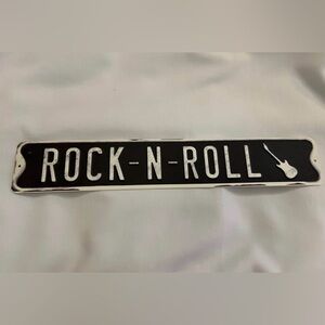Rock n Roll Guitar 20" TIN SIGN Retro Metal Home Decor Store Shop Market Men Boy